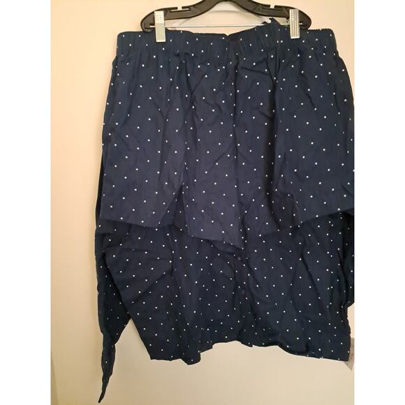 Pajama Set Flannel Long Sleeve Top Shorts 2 pc Auden Polka Dot Navy Large New - Picture 2 of 11
